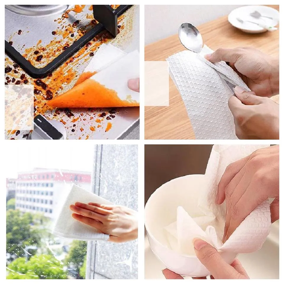 Printed Microfiber Cleaning Towel Reusable Professional Disposable Household Lazy Wiping Rags Kitchen Dry Tissue Household Cleaning Washing Disposable Rag Wipe